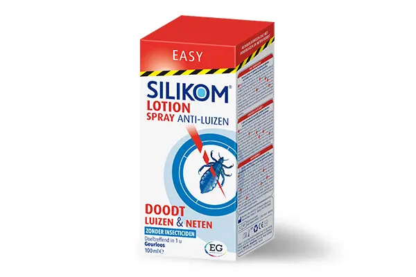 Met een Silikom lotion of spray raak je in twee behandelingen van de luizen af. 