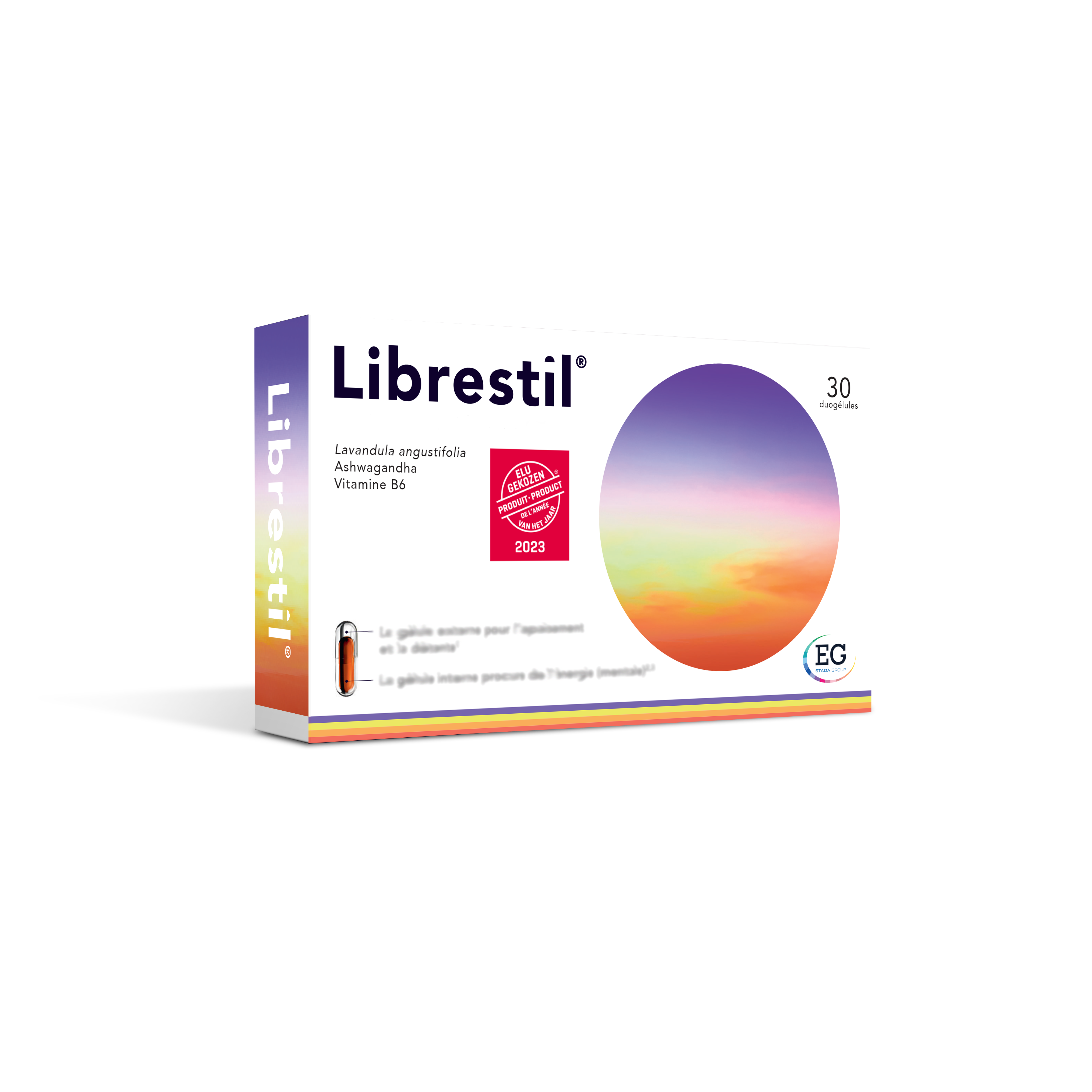 Librestil bevat essentiële lavendelolie, Ashwagandha en vitamine B6.